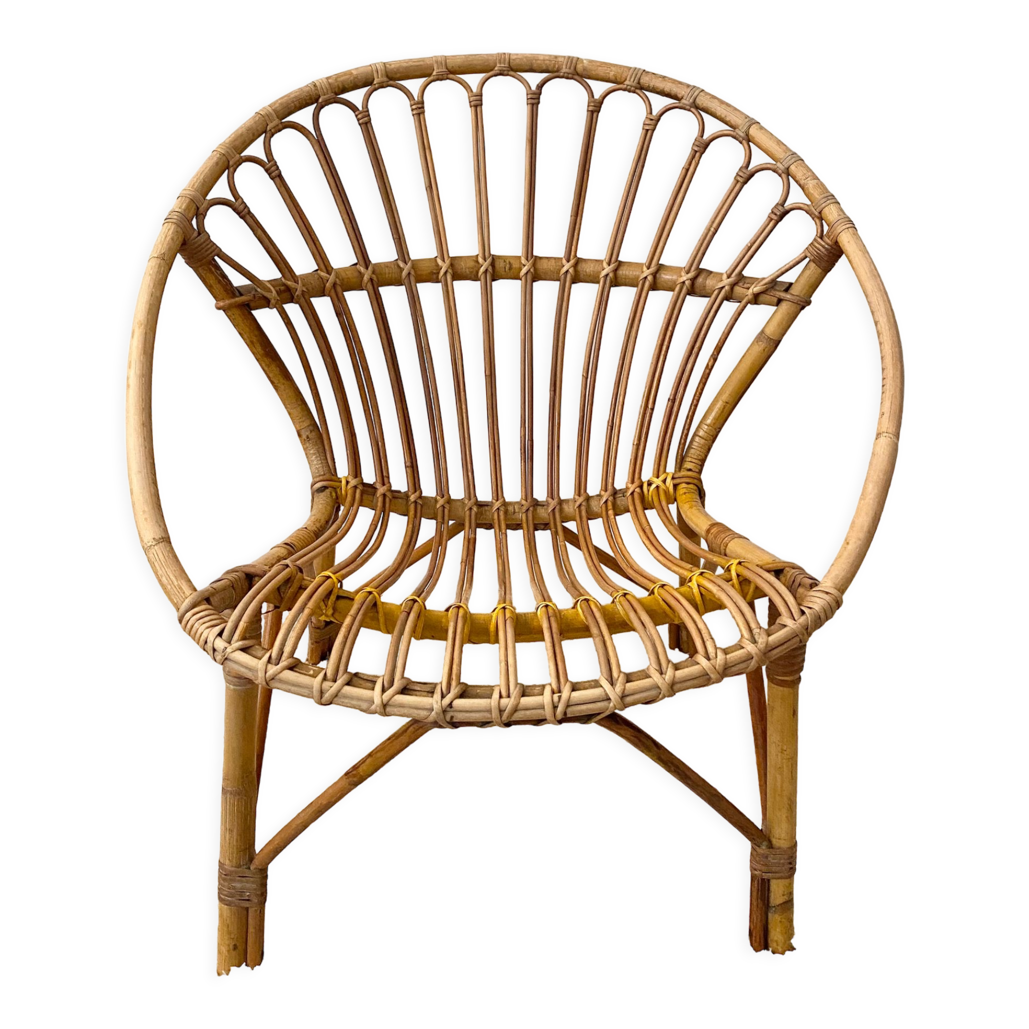 Vintage rattan shell armchair
