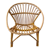 Vintage rattan shell armchair