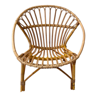 Vintage rattan shell armchair