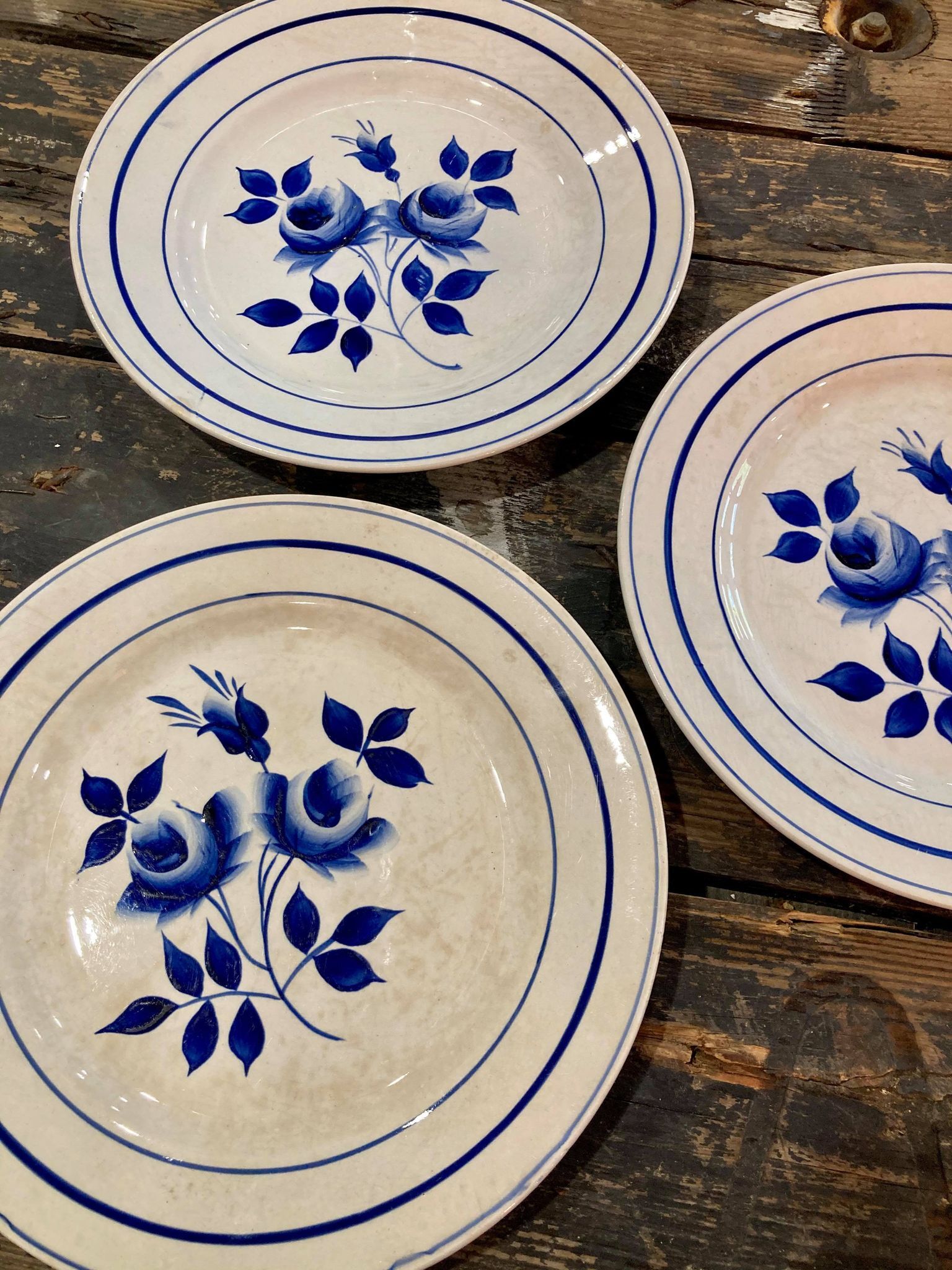 Lot de 3 assiettes Moulin des Loups bleu