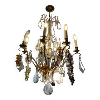 Crystal Tassel Chandelier With Grape Bunches"