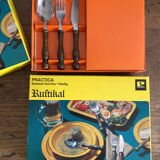 36-piece cutlery set with wooden and stainless steel handles, 1970s