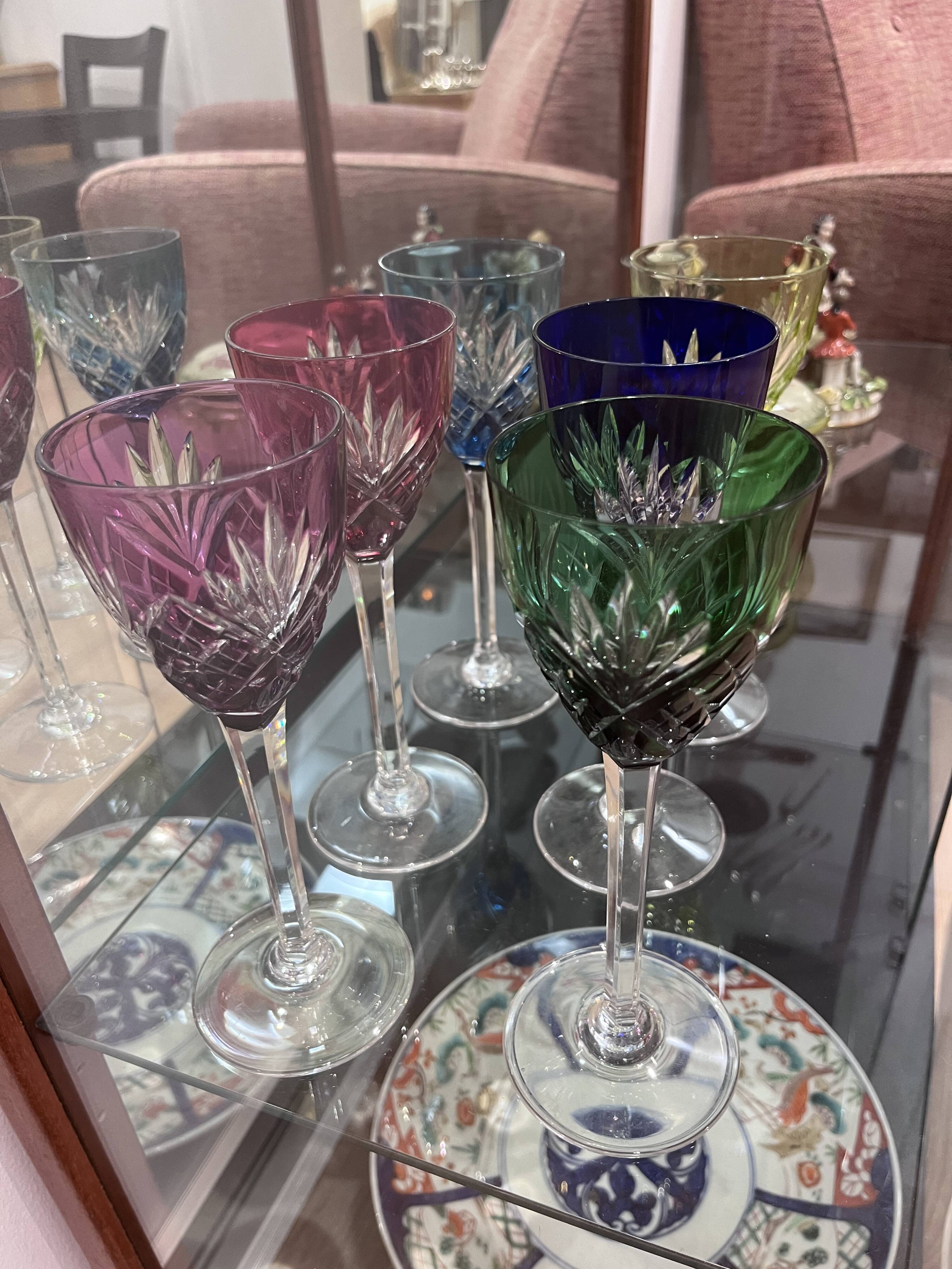 6 verres de couleurs saint Louis