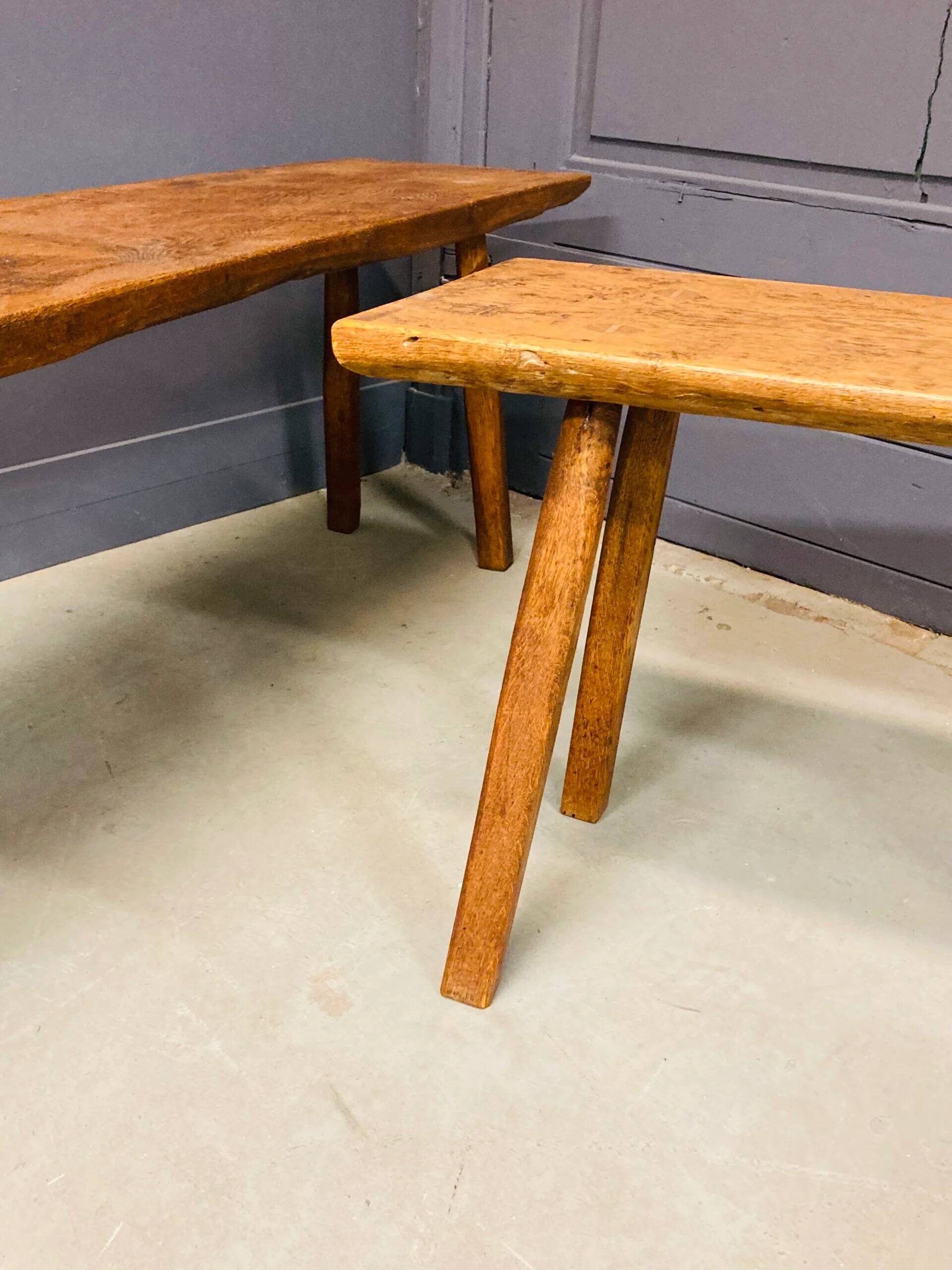 Industrial bench / butcher's table, 1950s, solid oak