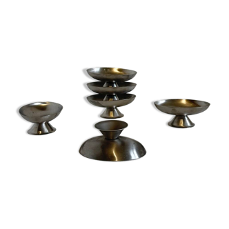 Set Of 6 Vintage Modernist Oval Shaped Small Ice Cream/Snack Cups