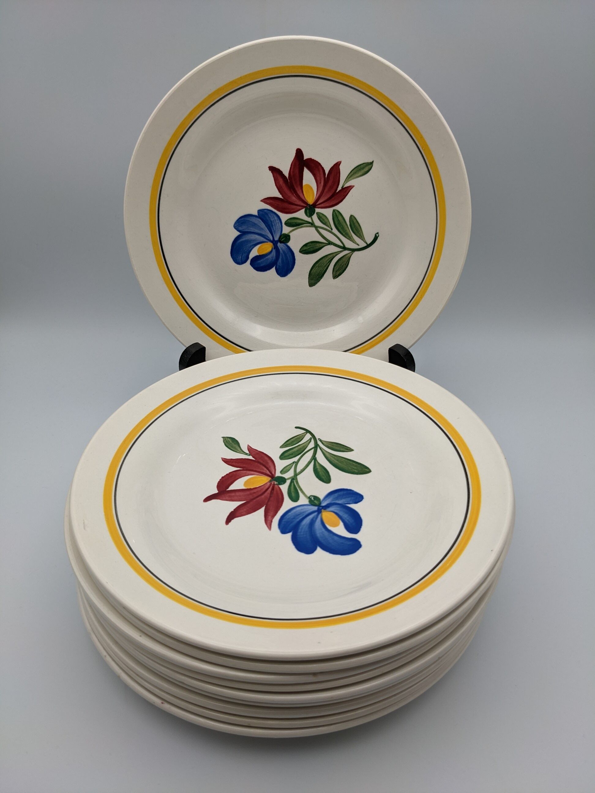 Lot 10 dessert plates digoin sarreguemines model dunkirk floral decoration