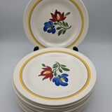 Lot 10 dessert plates digoin sarreguemines model dunkirk floral decoration