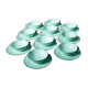 Set of 7 vintage green coffee cups with 12 saucers