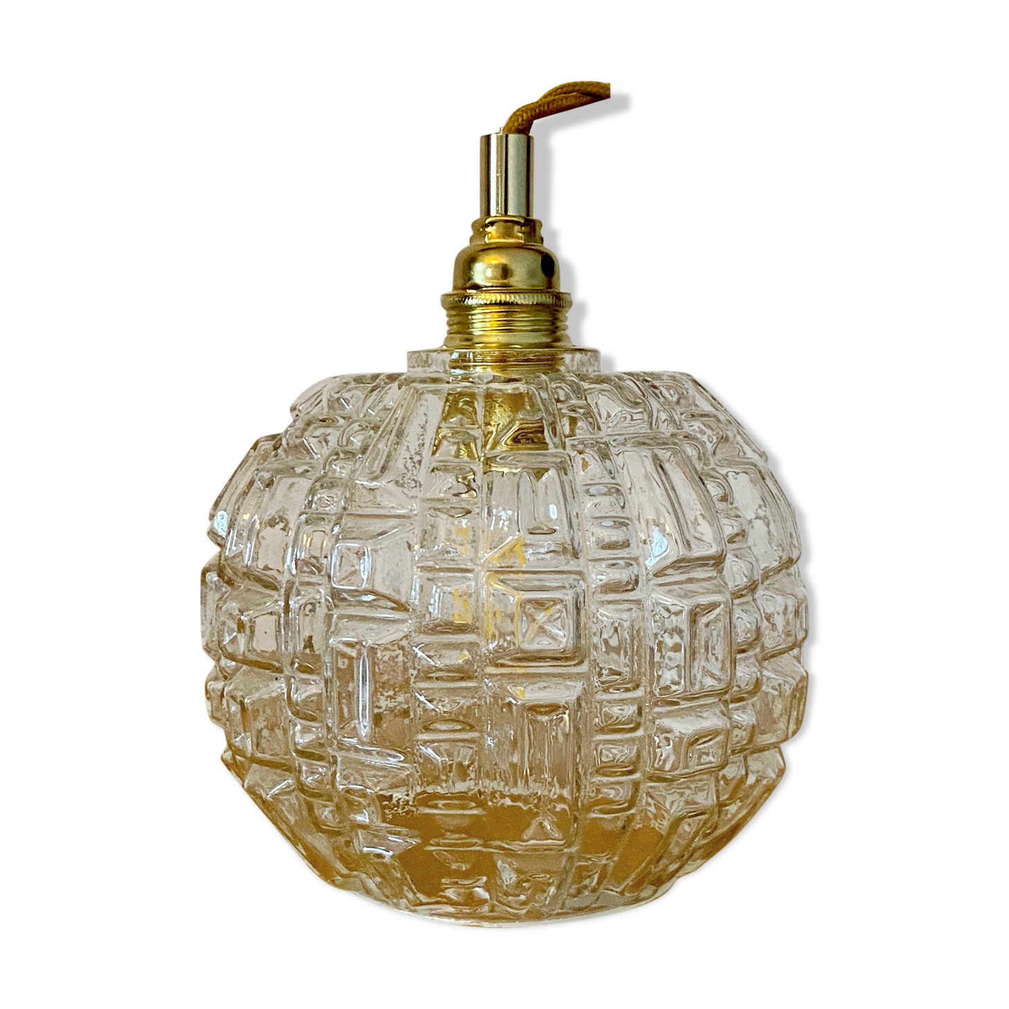 Baladeuse globe vintage en verre moulé