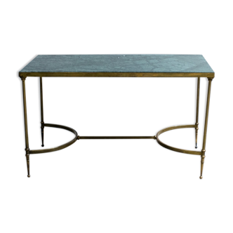 Mid-century coffee table France 1960 in brass and green marble