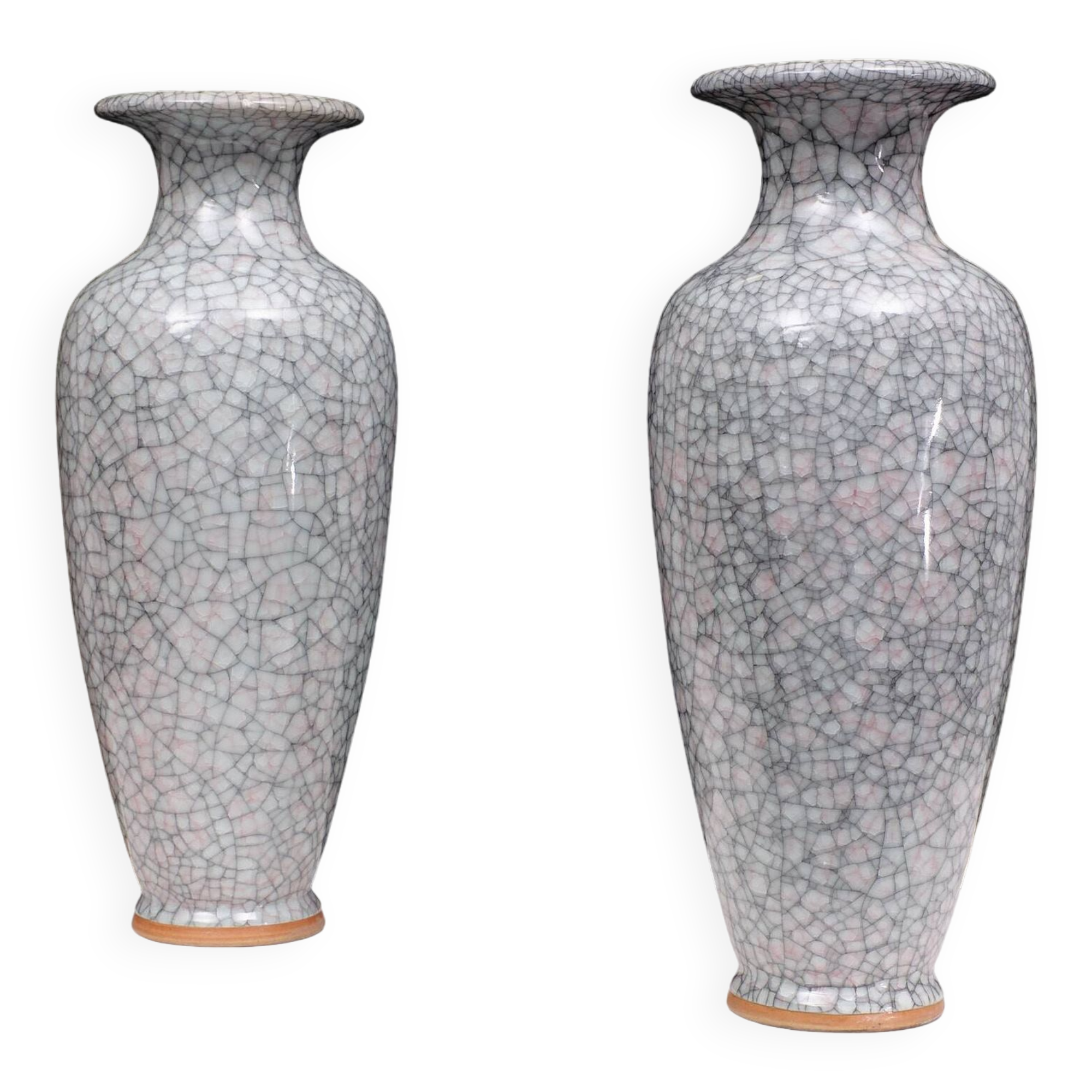 Ensemble de grands vases chinois antiques faits à la main avec glaçure craquelée