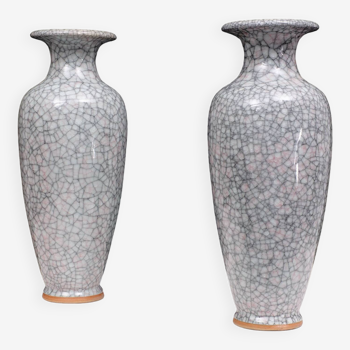 Set Large Chinese Handmade Antique ice Crack Glaze vases