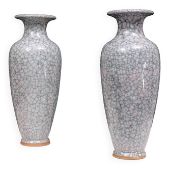 Ensemble de grands vases chinois antiques faits à la main avec glaçage craquelé