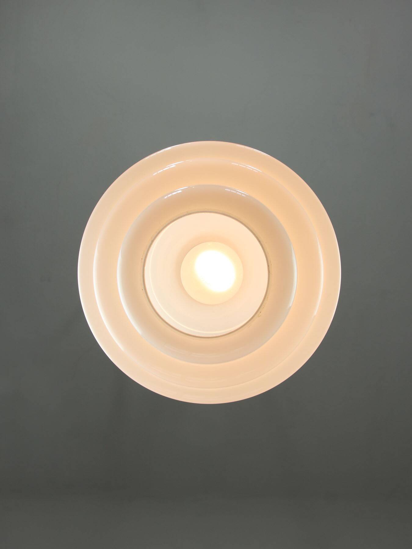 Mid-Century Italian Brass and Opaline Glass Pendant Lamp