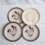 Vintage hand-painted flower stoneware plates