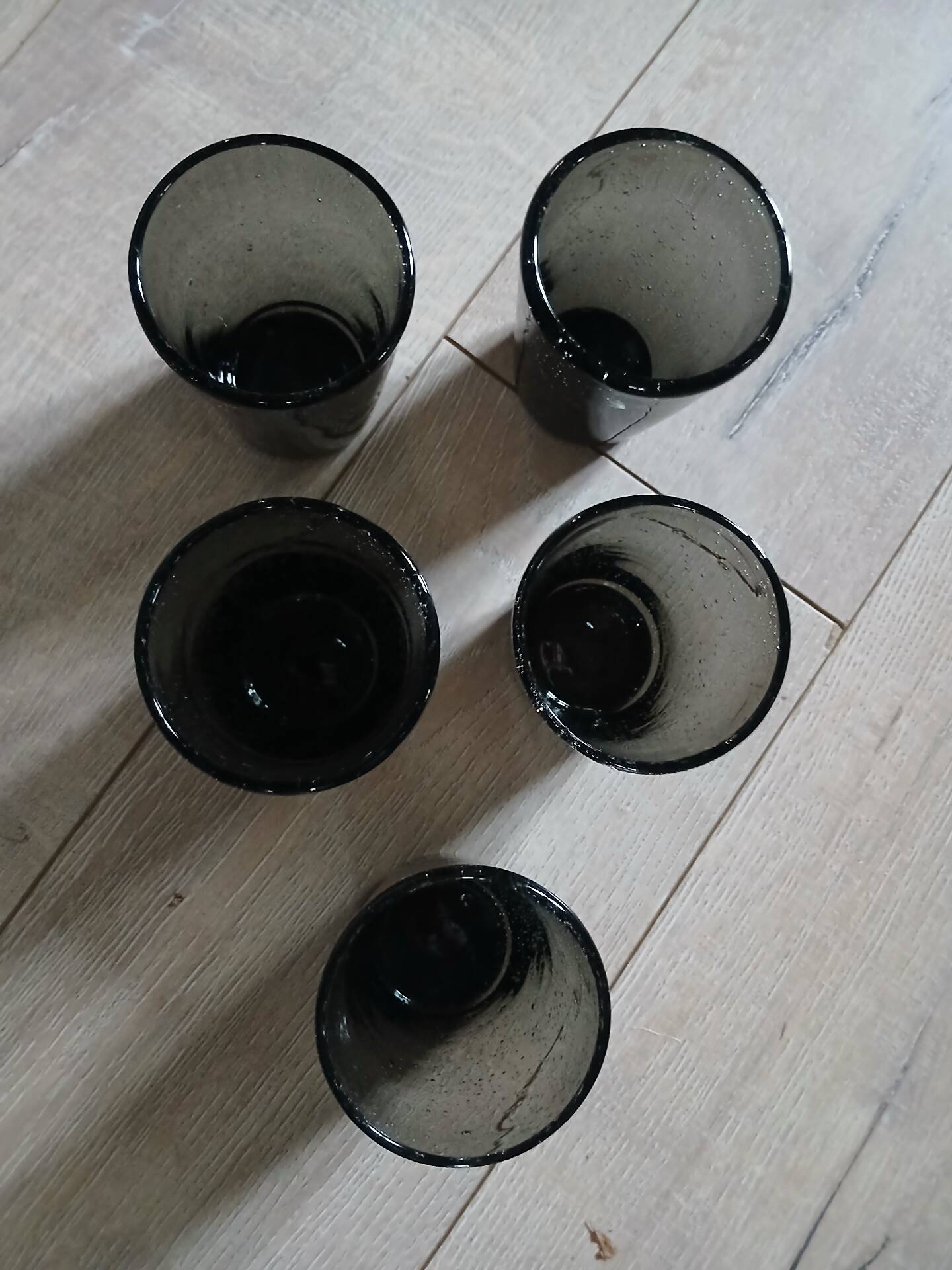 5 bubble glass water glasses