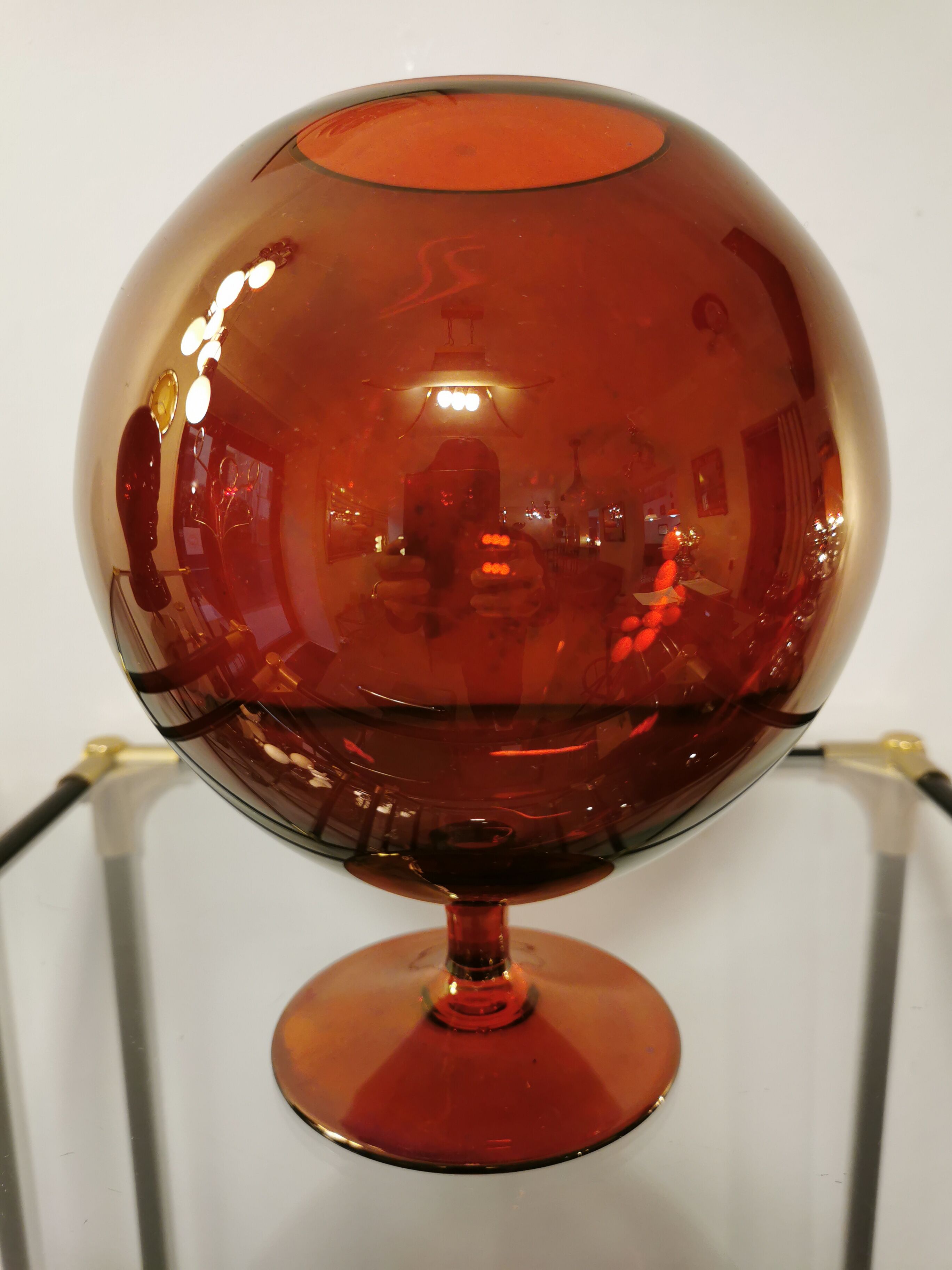 Vintage glass ball vase blown from Italy