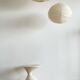 Hanging lamp in rattan and round japanese natural linen d:50
