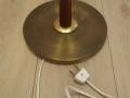 Danish floor lamp with wood and metal base, botanical fabric shade, 1960s