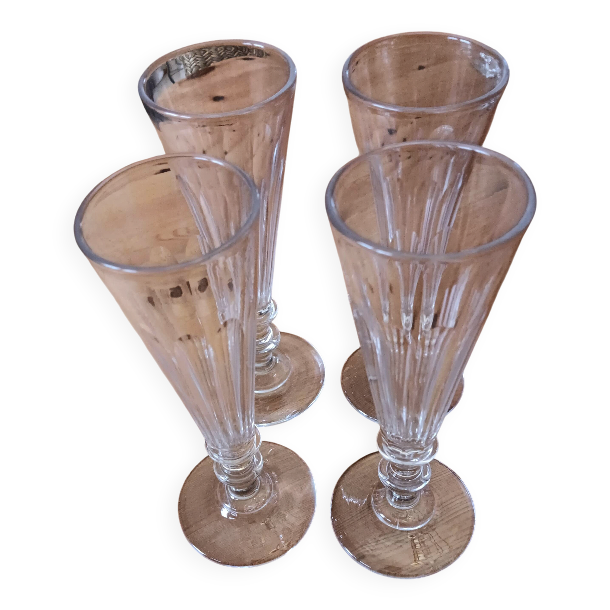 4 antique champagne flutes