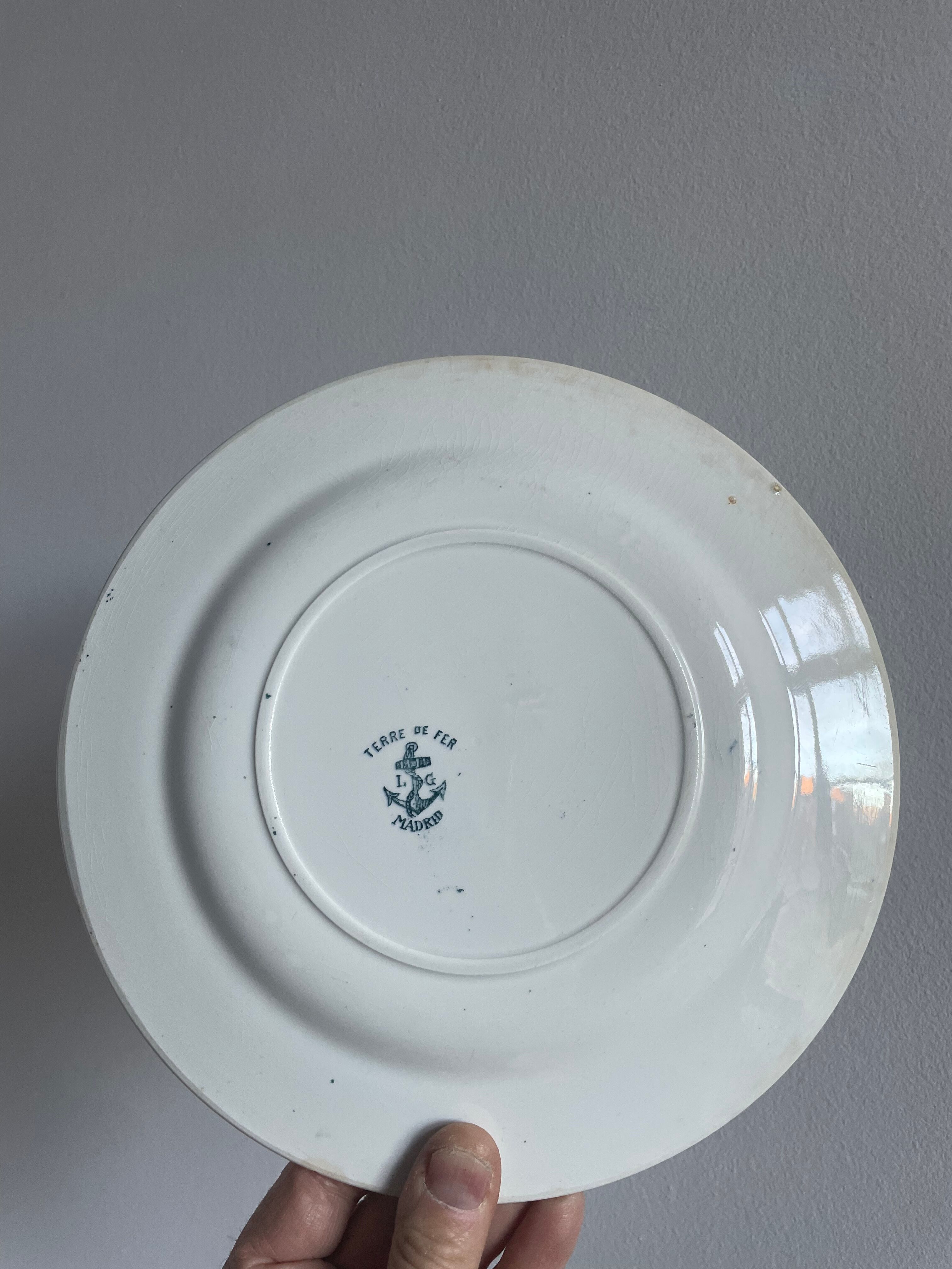 Set of 10 flat plates Terre de Fer XIXth, "Madrid"