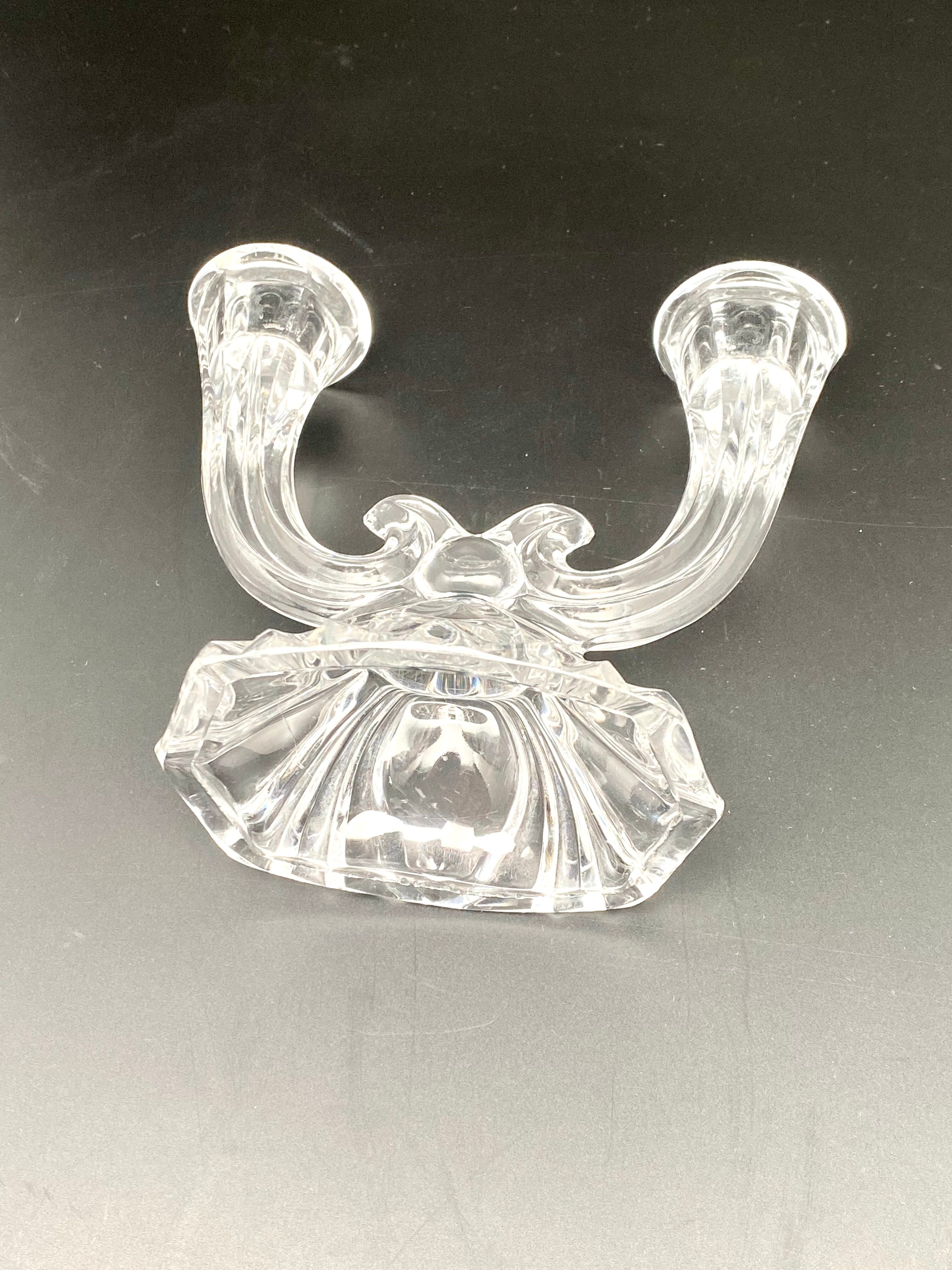 Chandelier double en verre travaillé transparent