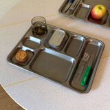 Set of two stainless steel dining trays