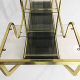 Laiton Verre Octogonal Etagere Hollywood Regency 70s Midcentury