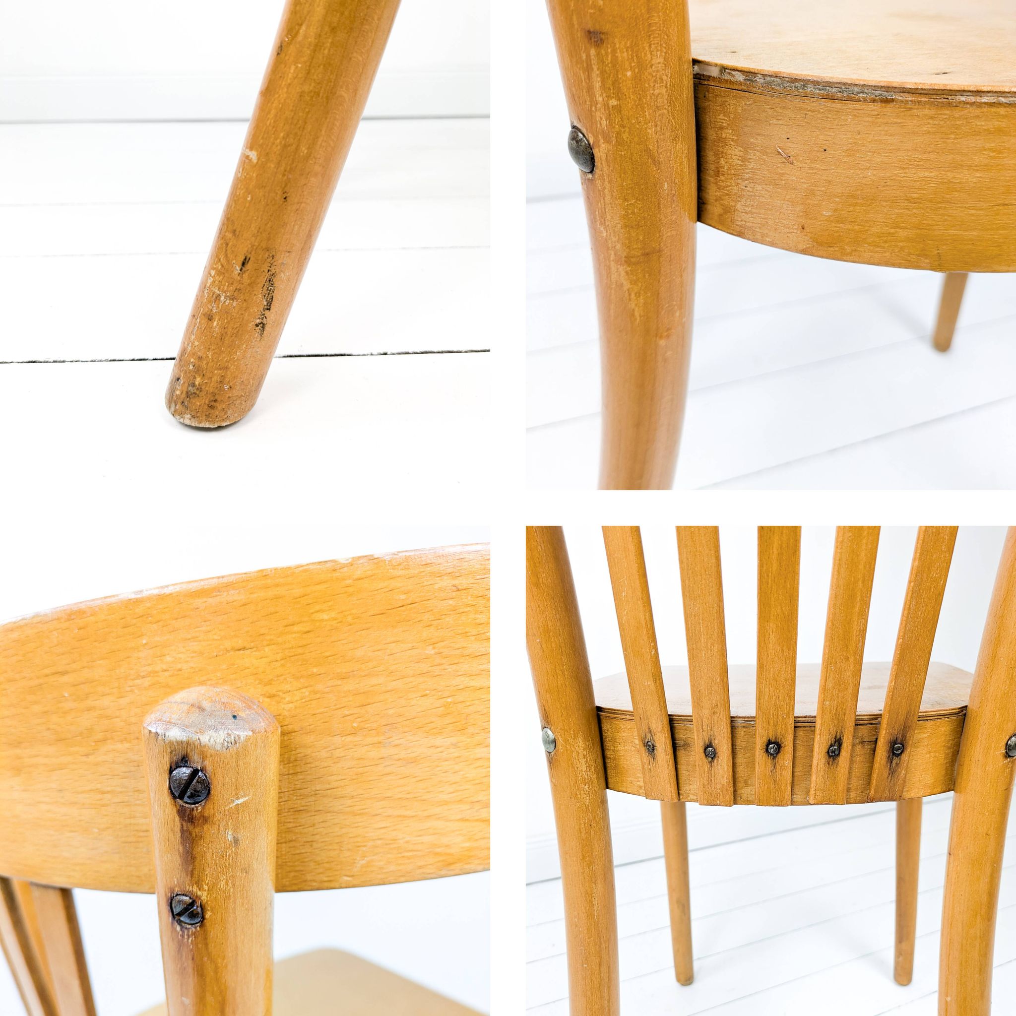 Chaise bistrot vintage Mid-Century en bois à barreaux style scandinave