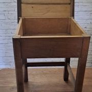 Stained brown wood stool 1940 with locker extra furniture decoration kitchen workshop veranda