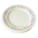 White Dinner Plates - Heart Pattern - Pink Blue (Set of 4)