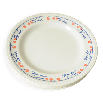 White Dinner Plates - Heart Pattern - Pink Blue (Set of 4)