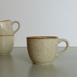 Set of 4 cups in beige speckled stoneware