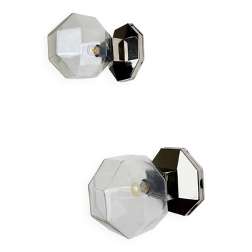 Pair of Motoko Ishii wall or flush mount lights for Staff Leuchten, Germany, 1970s