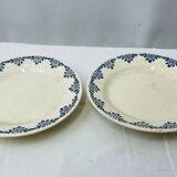 Paire de plats coupe sur pied faience blanc et bleu