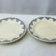 Pair of flat cut on foot faience white and blue