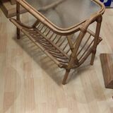 Table end of sofa door rattan magazines and glass granite