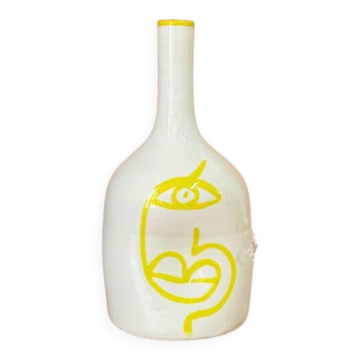 Vase artisanal bouteille Oudm jaune