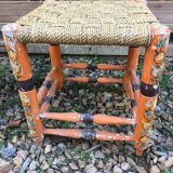 wooden stools and rush rope