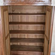 Large antique wardrobe in the Henri II style made of oak and walnut with bevelled mirrors.