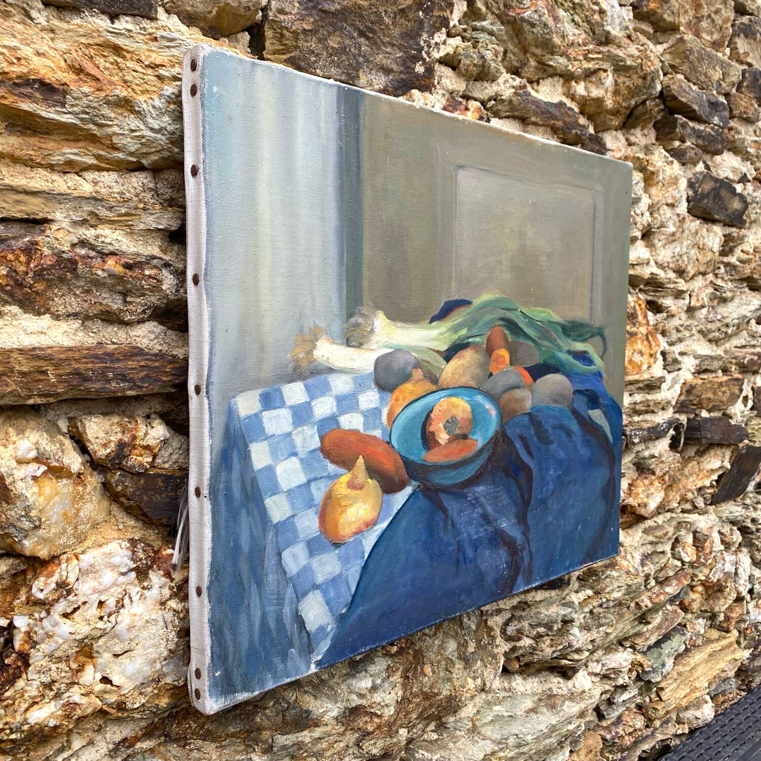 Oil on canvas 20th century, still life painting.