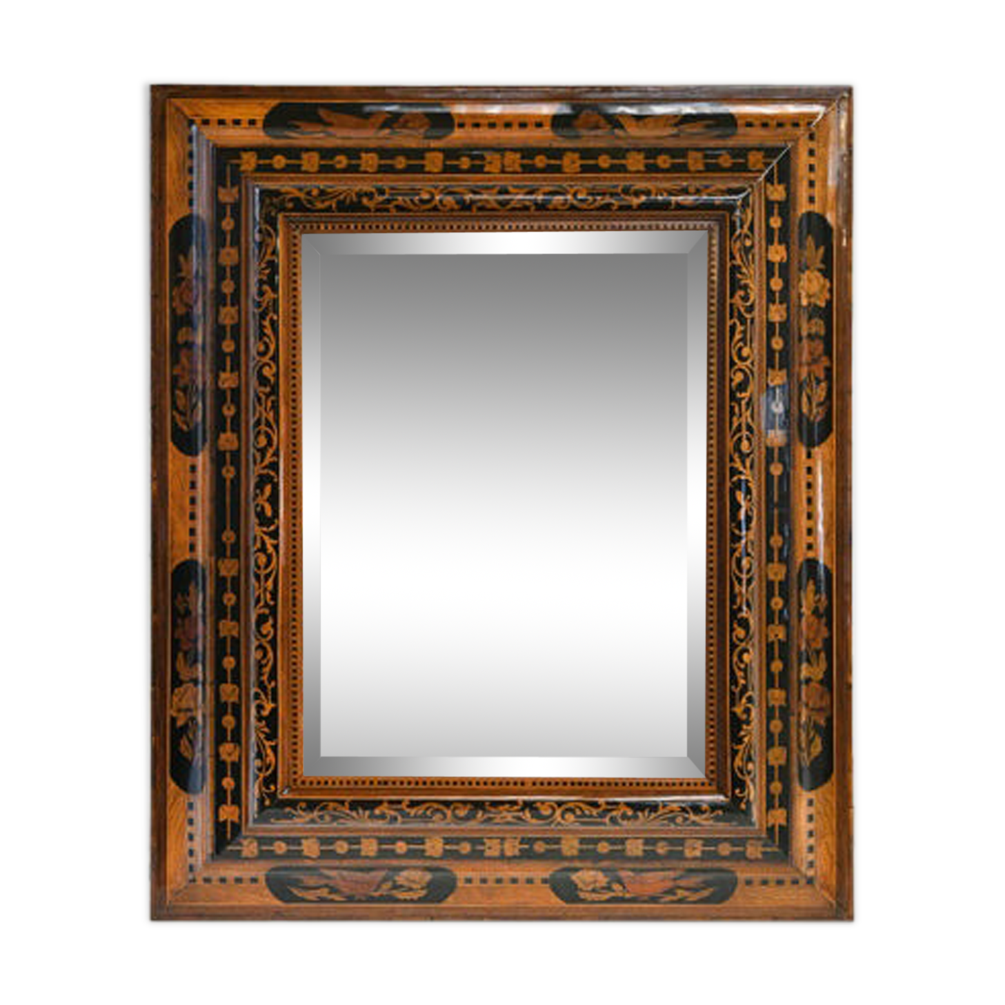 Mirror in 18th century marquetry 90x100cm