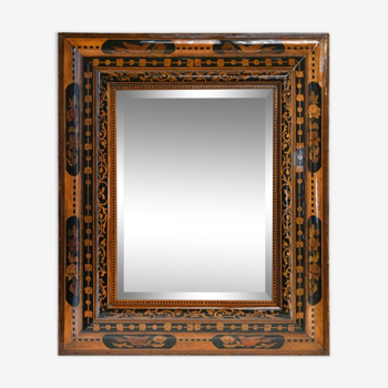 Mirror in 18th century marquetry 90x100cm