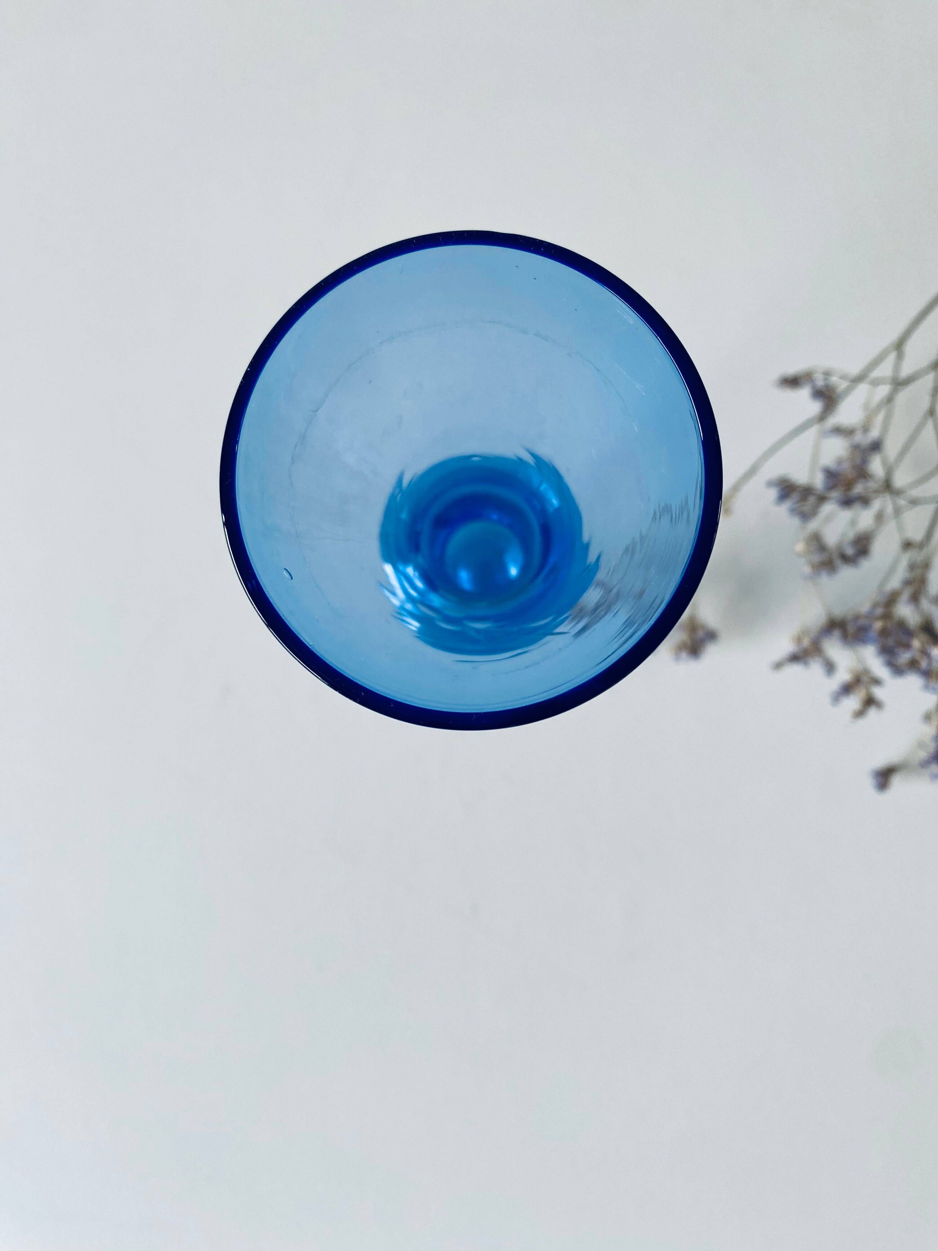 Blue and transparent glass vase