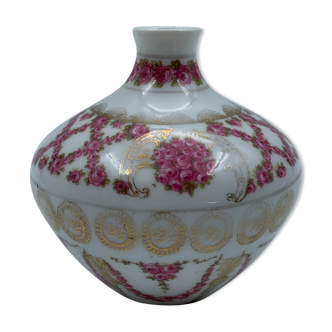 Vase porcelaine paris decor floral debut XXeme