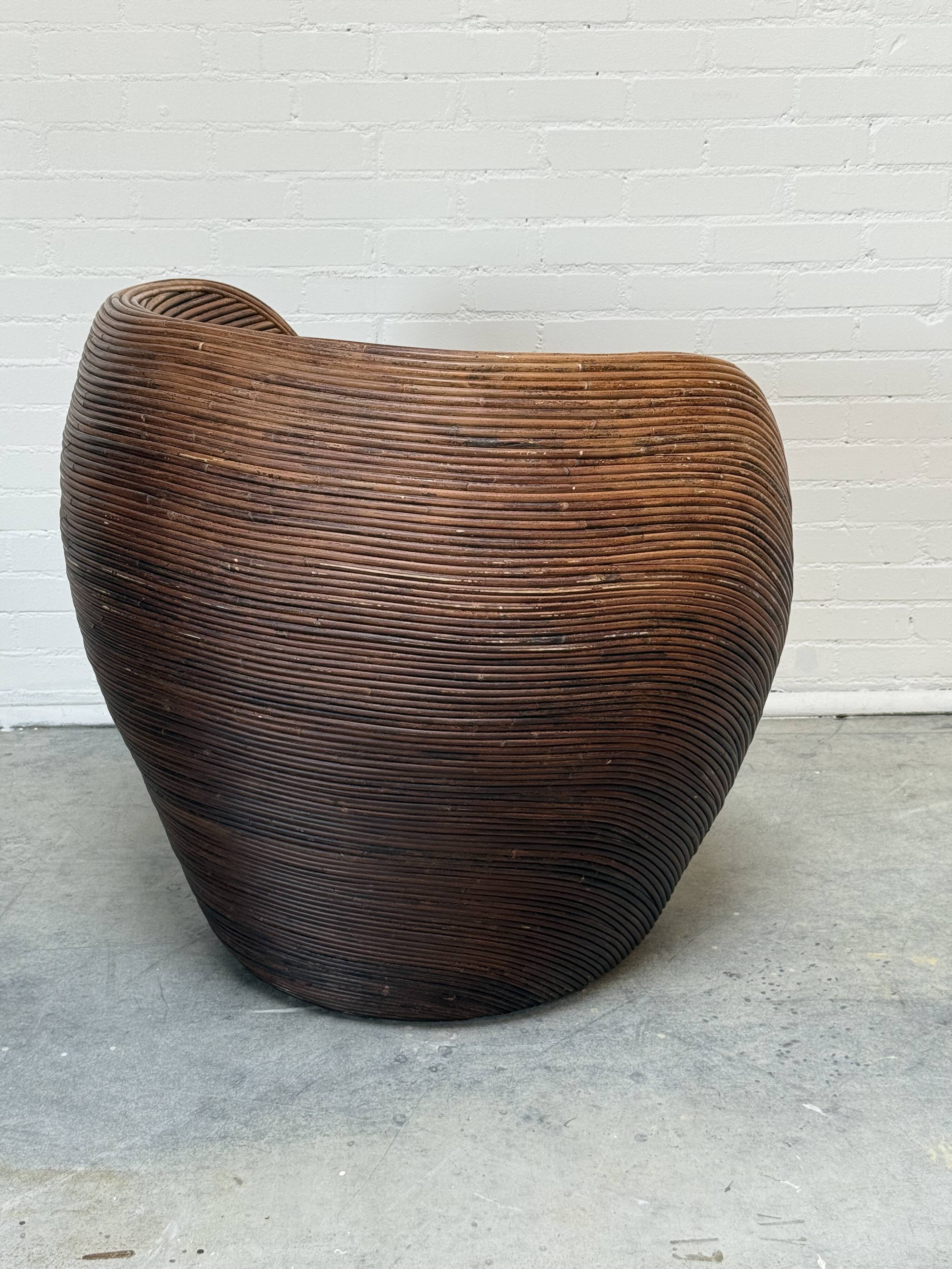 Organic Rattan Lounge Chair Attributed to Gabriella Crespi