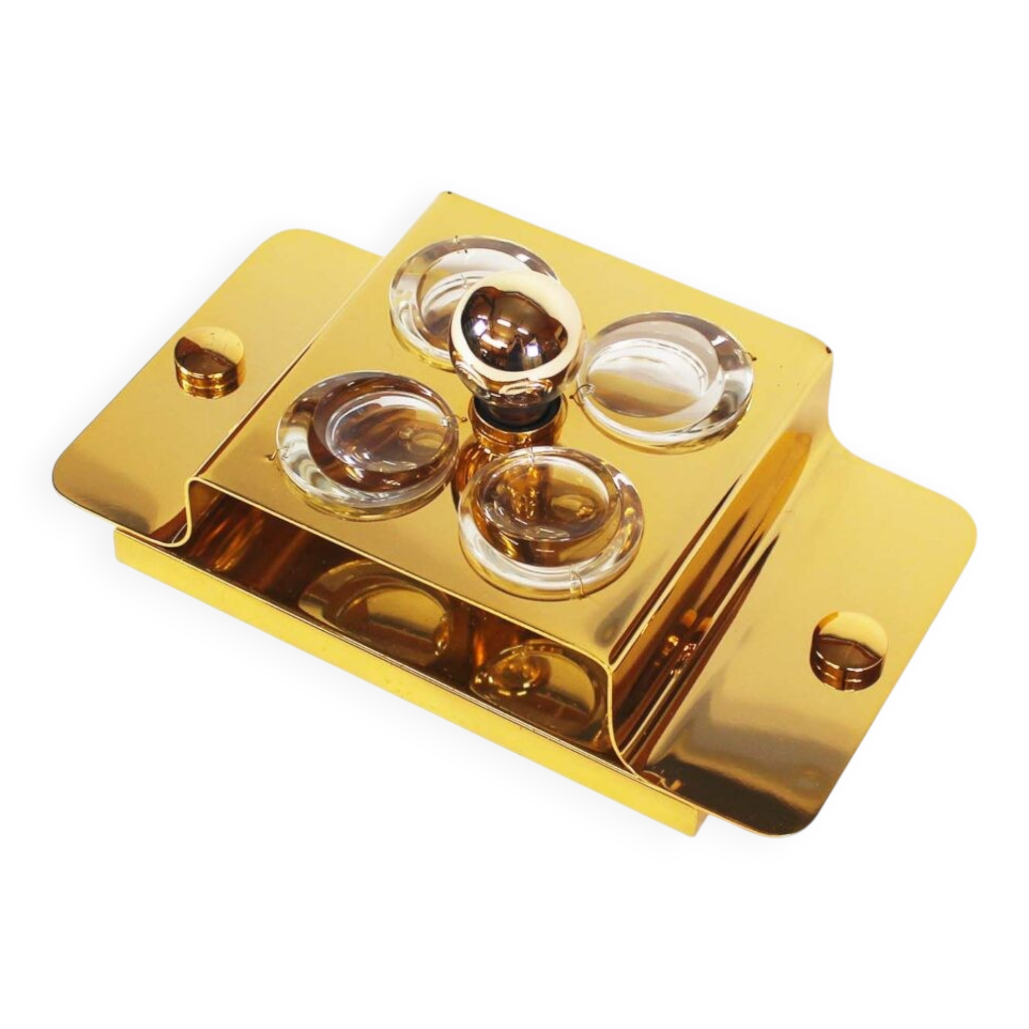 Polished brass and crystal glass wall lamp by Palwa, Germany 1960s