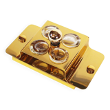 Polished brass and crystal glass wall lamp by Palwa, Germany 1960s