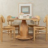 80s Dining Table with thick wooden base