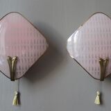 Paire d’appliques roses nude des années 40